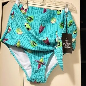 DISNEY THE NIGHTMARE BEFORE CHRISTMAS HIGH WAISTED TIE FRONT SWIM BOTTOMS - AQUA